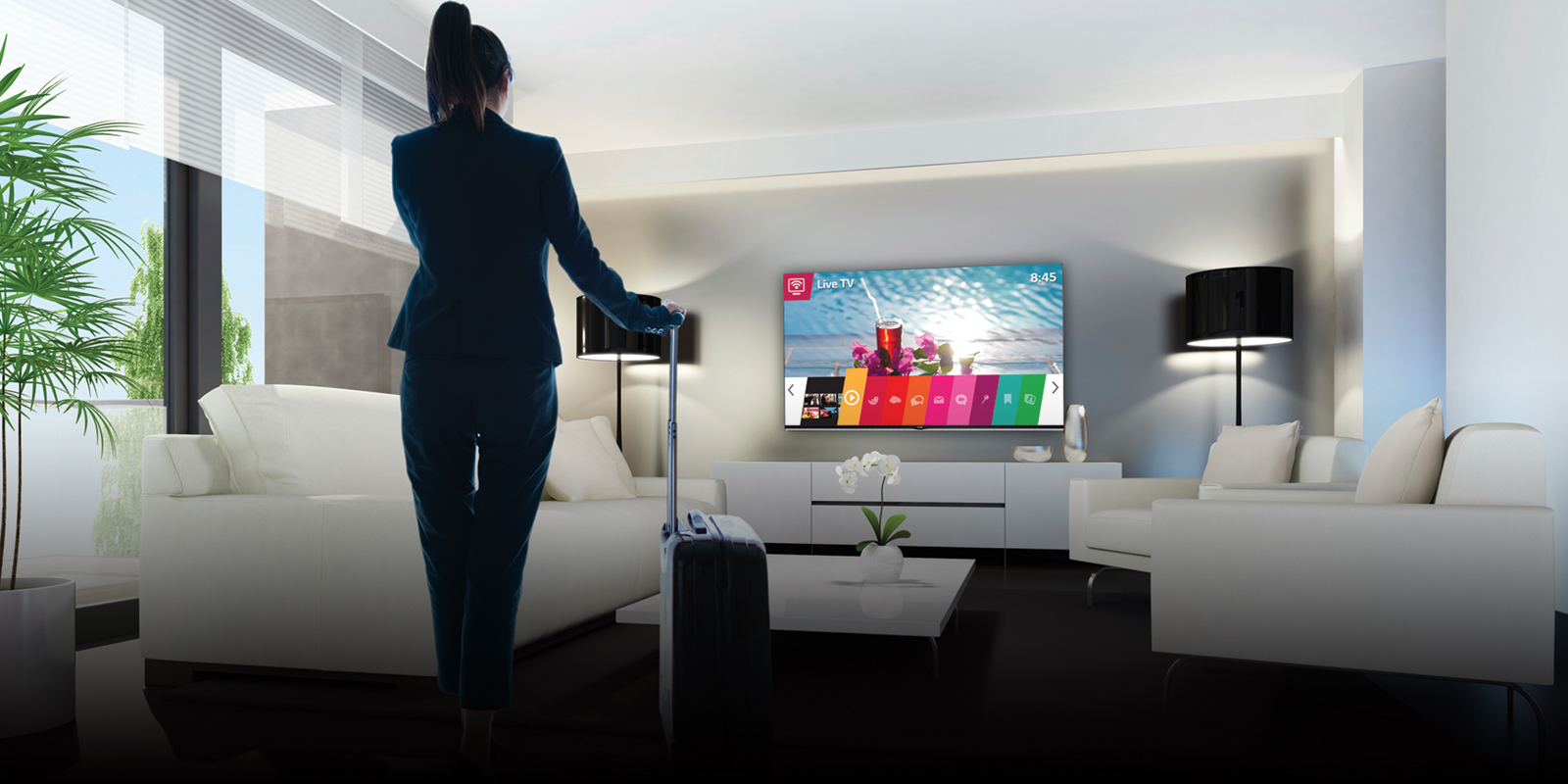 LG OFERĂ O SOLUȚIE HOTELIERĂ INTERACTIVĂ CU PERSONALIZARE DE CONȚINUT Pro:Centric Direct și serverul PCS400R creează o experiență personalizată pentru oaspeți și optimizează fluxul de lucru pentru hotelieri